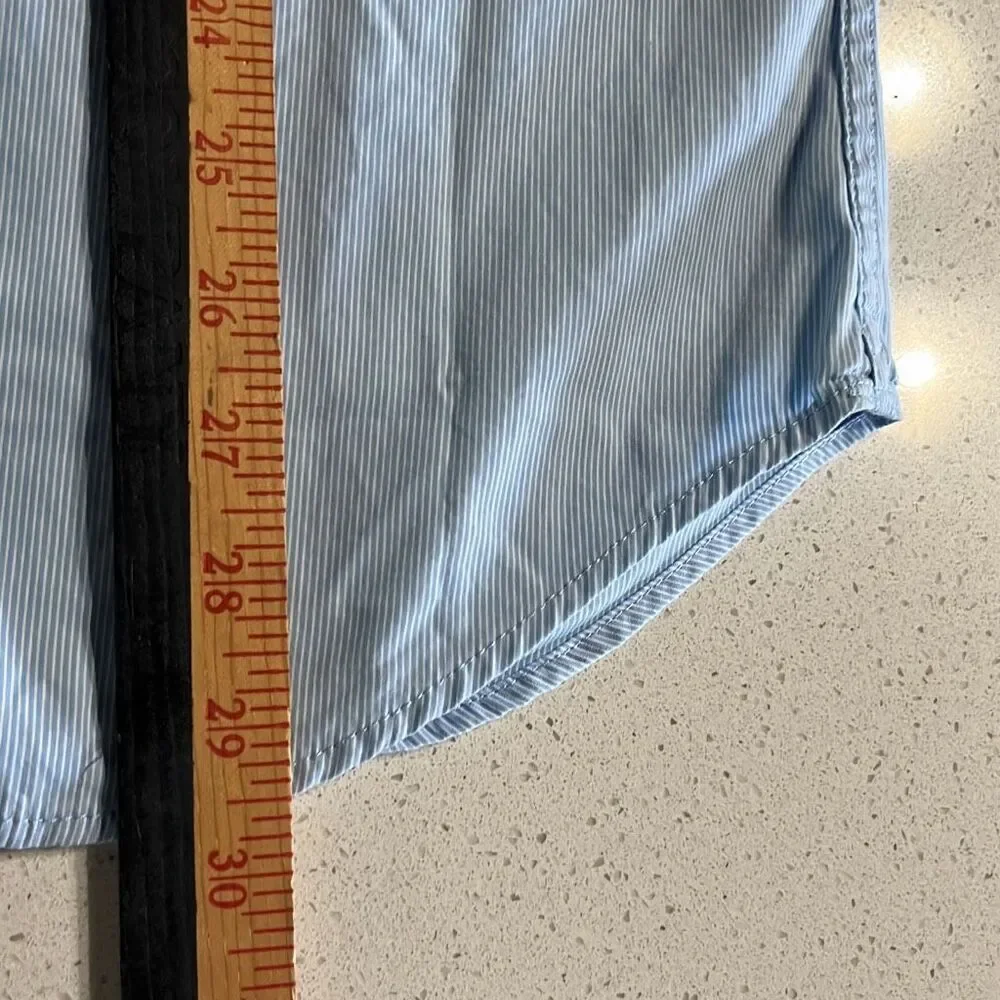Banana Republic Striped Light Blue Grant Fit Button Down Mens Large